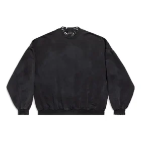 Oversized-Sweatshirt mit Rundausschnitt und Perforation „Black Faded“ 762718TPVD91055