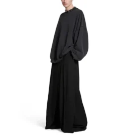 Oversized-Sweatshirt mit Rundausschnitt und Perforation „Black Faded“ 762718TPVD91055