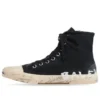 Paris High-Top-Sneaker „Schwarze, zerrissene Baumwolle und weißer Gummi mit Graffiti“ 688752W3RR41099