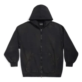 Paris Hoodie mit Reißverschluss, schmale Passform „Black Faded“ 744454TOVI41055