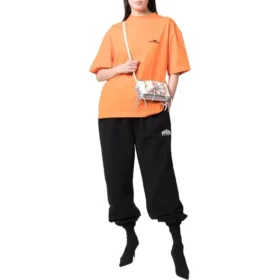 Paris Logo Stretched Knee Sweatpants „Black White“ 675244TLVL81070