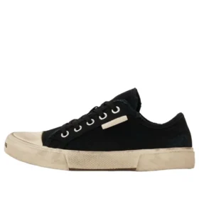 Paris Low-Top-Sneaker „Schwarz, zerrissene Baumwolle und weißer Gummi“ 688757W3RC21090
