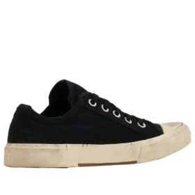 Paris Low-Top-Sneaker „Schwarz, zerrissene Baumwolle und weißer Gummi“ 688757W3RC21090