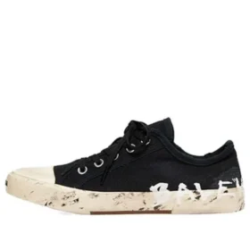 Paris Low-Top-Sneaker „Schwarze, zerrissene Baumwolle und weißer Gummi mit Graffiti“ 688754W3RR51099