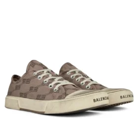 Paris Low-Top-Sneaker „Tan BB Monogram Cotton and White Rubber“ 688757W3RQ22298