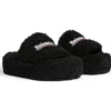 Plateausandalen mit Fellbesatz „Black“ 762826W2DO11096