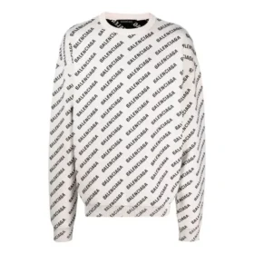 Pullover mit durchgehendem Logo und Rundhalsausschnitt „White Black“ 702952T32339054
