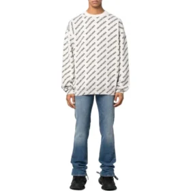Pullover mit durchgehendem Logo und Rundhalsausschnitt „White Black“ 702952T32339054