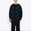Pullover mit Rundhalsausschnitt und Allover-Logo „Black Blue“ 625970T31781165