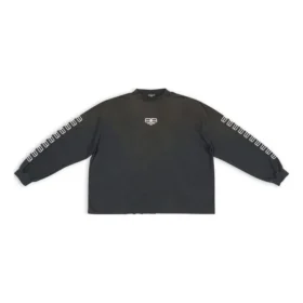 Pullover mit Rundhalsausschnitt und gesticktem BB-Logo auf dem Ärmel „Washed Black White“ 699191TMVG79034