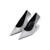 Pumps mit geprägtem, quadratischem Schaft „Silver“ 572879WBB208100