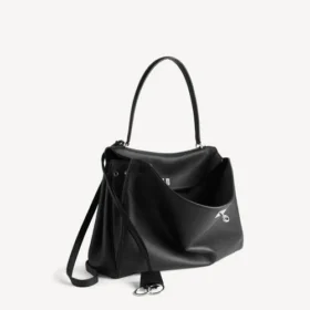 Rodeo-Handtasche, groß, genarbtes Kalbsleder, schwarz