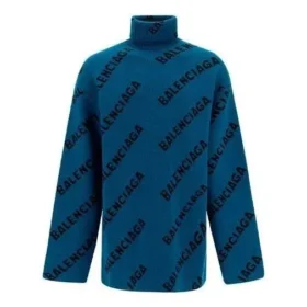 Rollkragenpullover mit All-Over-Logo „Petrol Blue“ 657402T15672470