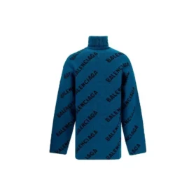 Rollkragenpullover mit All-Over-Logo „Petrol Blue“ 657402T15672470