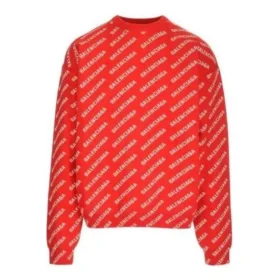 Rundhalspullover mit All-Over-Logo „Red White“ 702952T32336090