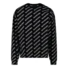 Rundhalspullover mit durchgehendem Logo „Schwarz Weiß“ 702952T32331070