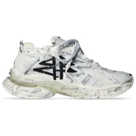 Runner Graffiti Sneaker „Black and White Mesh and Nylon“ 677403W3RBQ9010
