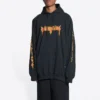 SBalenciaga Metallica Hoodie Oversized-Passform „Black Orange“ 697879TMV891055