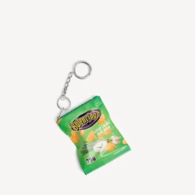 Schlüsselanhänger mit „Chips“-Motiv in Grün
