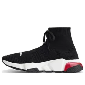 Speed 1.0 Schnür-Sneaker „Schwarz-Weiß mit roter transparenter Sohle“ 617217W05GG1014