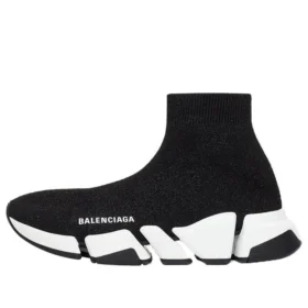 Speed 2.0 Sneaker „Schwarzer, glänzender Strick mit weißer Sohle“ 636833W2DC11091