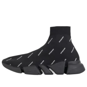 Speed 2.0 Sneaker „Schwarzer Strick mit durchgehendem weißem Logo“ 617239W2DBO1090