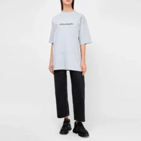 SS21 bedrucktes T-Shirt mit Rundhalsausschnitt, grau 620941TIV501167