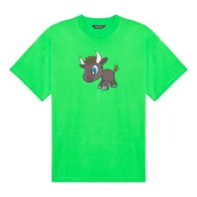 SS21 Kurzarm-Unisex-Shirt mit kleinem Cartoon-Aufdruck, grün 612966TJVM93302