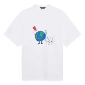 SS21 Retro-T-Shirt mit Leinwandbindung, weite Passform, kurze Ärmel, Unisex, weiß 657059TKV949000