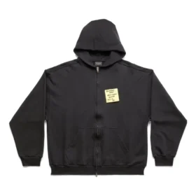 Sticky Note Zip-Up-Hoodie, mittlere Passform „Black Faded“ 744457TOVD31055