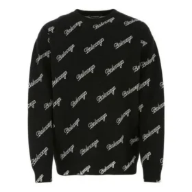 Strickpullover mit durchgehendem Schriftzug-Logo „Schwarz“ 646493T41121070