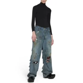Super Destroyed Baggy-Hose „Light Blue“ 745248TNW014012