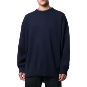 Sweatshirt mit Rundhalsausschnitt und Kaschmirstrick mit Logo auf der Rückseite „Navy“ 583111T40924140