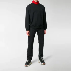 Sweatshirt mit Rundhalsausschnitt und kleinem Kontrast-Logo-Aufdruck „Black White“ 556147TYK271000