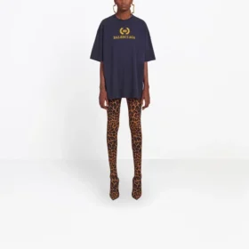 T-Shirt mit Alphabet-Aufdruck, kurzärmelig, marineblau 492258TAV044128