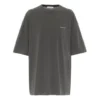 T-Shirt mit Rundhalsausschnitt, kleinem Logo und kurzen Ärmeln, grau 556104TYK281055