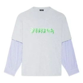 T-Shirt mit Slime-Logo und Lagen-Design „Grey“ 671401TLVF11203