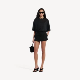 Taillierter Mini-Skort für Damen in Schwarz