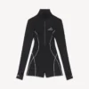 Technischer Damen-Bodysuit mit langen Ärmeln in Schwarz Technischer Damen-Bodysuit mit langen Ärmeln in Schwarz
