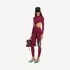 Techwear-Bodysuit für Damen mit Cut-outs in Burgunderrot/Aqua Techwear-Bodysuit für Damen mit Cut-outs in Burgunderrot/Aqua