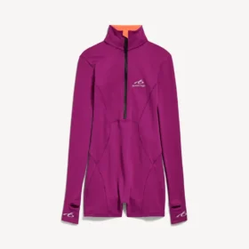 Techwear-Bodysuit für Damen mit kurzen Ärmeln in Violett/Orange Techwear-Bodysuit für Damen mit kurzen Ärmeln in Violett/Orange