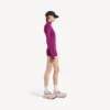 Techwear-Bodysuit für Damen mit kurzen Ärmeln in Violett/Orange Techwear-Bodysuit für Damen mit kurzen Ärmeln in Violett/Orange