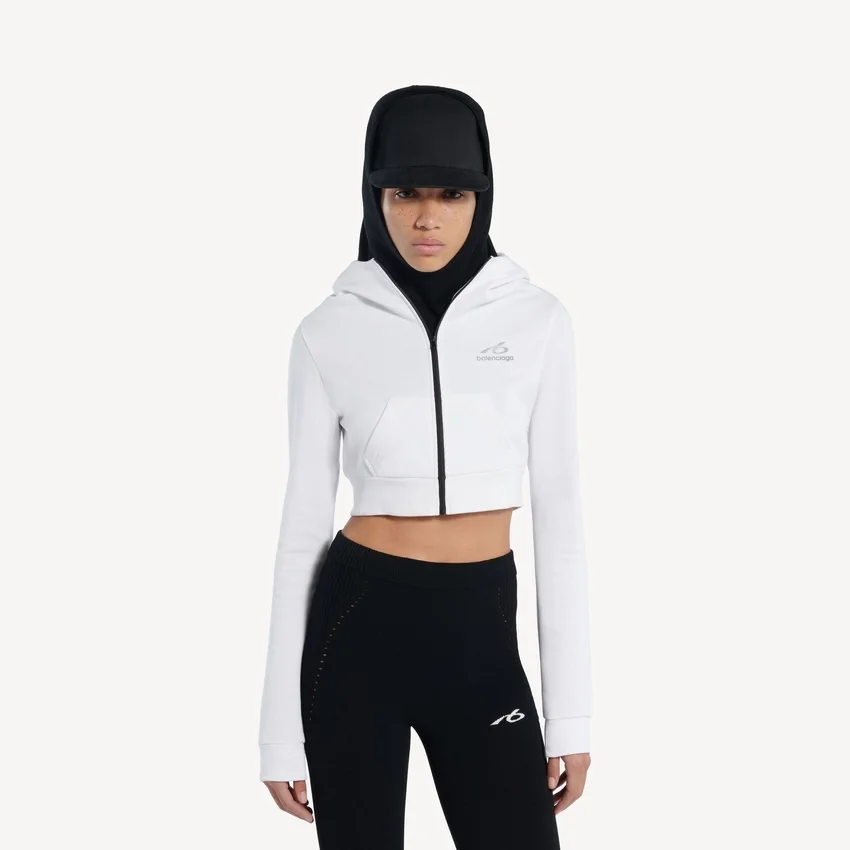 Techwear-Cocoon-Hoodie für Damen in Weiß Techwear-Cocoon-Hoodie für Damen in Weiß