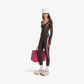 Techwear-Leggings für Damen in Khaki-Braun/Neon-Pink Techwear-Leggings für Damen in Khaki-Braun/Neon-Pink