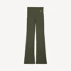 Techwear-Leggings für Damen in Khaki/Limette mit ausgestelltem Bein Techwear-Leggings für Damen in Khaki/Limette mit ausgestelltem Bein