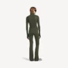 Techwear-Leggings für Damen in Khaki/Limette mit ausgestelltem Bein Techwear-Leggings für Damen in Khaki/Limette mit ausgestelltem Bein