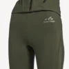 Techwear-Leggings für Damen in Khaki/Limette mit ausgestelltem Bein Techwear-Leggings für Damen in Khaki/Limette mit ausgestelltem Bein