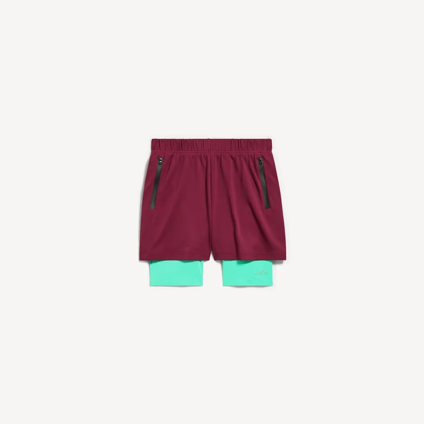 Techwear-Shorts für Herren in Burgunderrot/Aqua Techwear-Shorts für Herren in Burgunderrot/Aqua