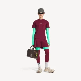 Techwear-Shorts für Herren in Burgunderrot/Aqua