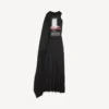 „The Door“ – langes, drapiertes Damenkleid in Schwarz